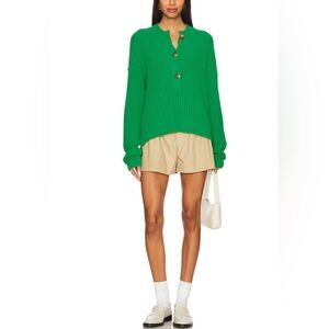 Free People Cocoa Henley Pullover Sweater in Green